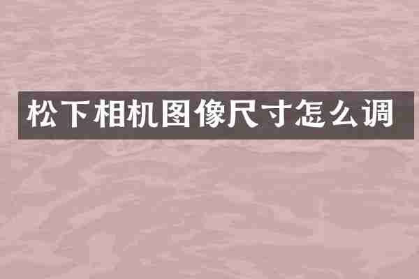松下相机图像尺寸怎么调