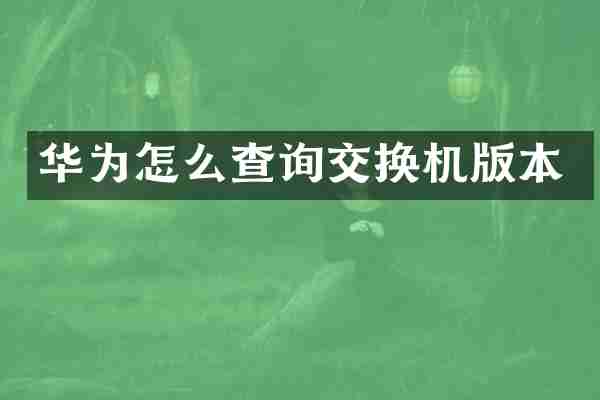 华为怎么查询交换机版本