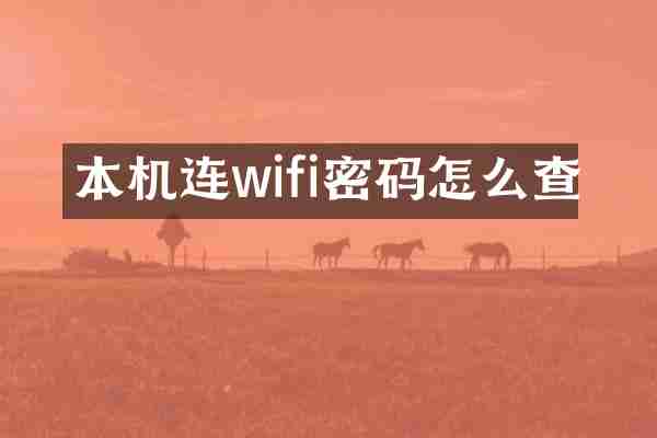 本机连wifi密码怎么查