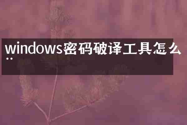 windows密码破译工具怎么用