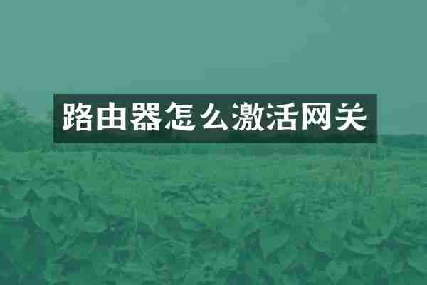 路由器怎么激活网关