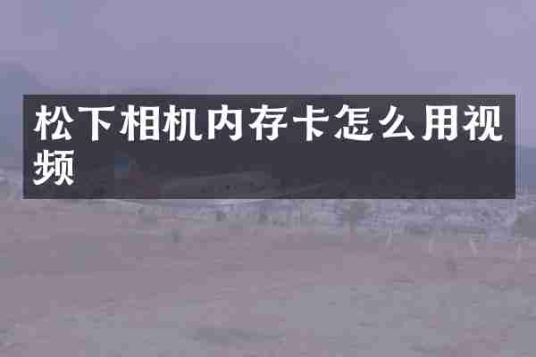 相机内存卡怎么用视频