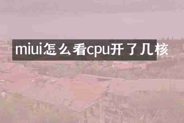 miui怎么看cpu开了几核