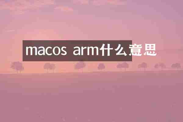 macos arm什么意思