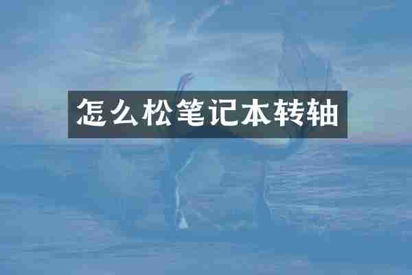 怎么松笔记本转轴