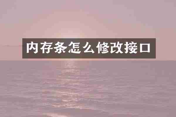 内存条怎么修改接口