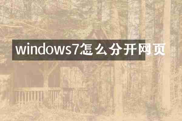 windows7怎么分开网页