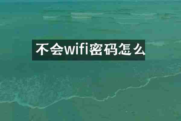不会wifi密码怎么