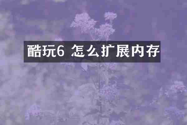 酷玩6 怎么扩展内存