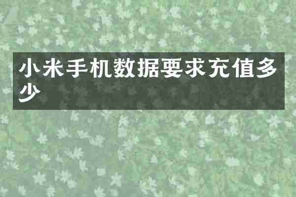 小米手机数据要求充值多少