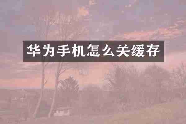 华为手机怎么关缓存