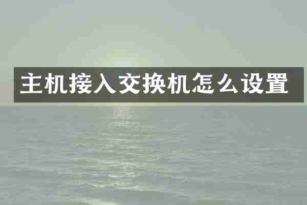 主机接入交换机怎么设置