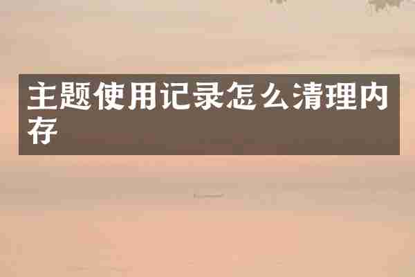 主题使用记录怎么清理内存