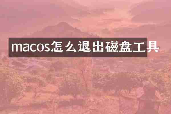 macos怎么退出磁盘工具