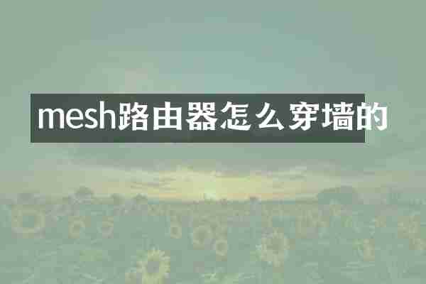 mesh路由器怎么穿墙的