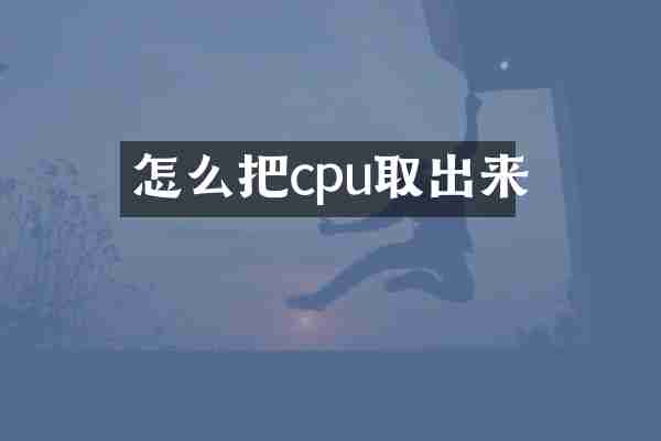 怎么把cpu取出来