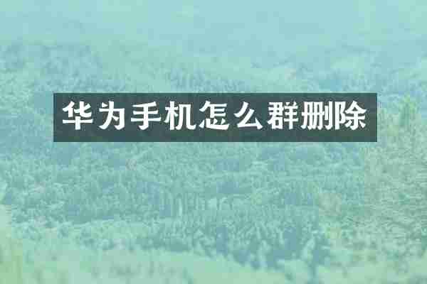 华为手机怎么群删除