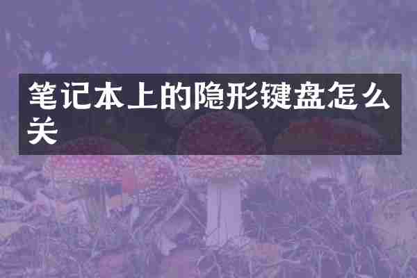 笔记本上的隐形键盘怎么关