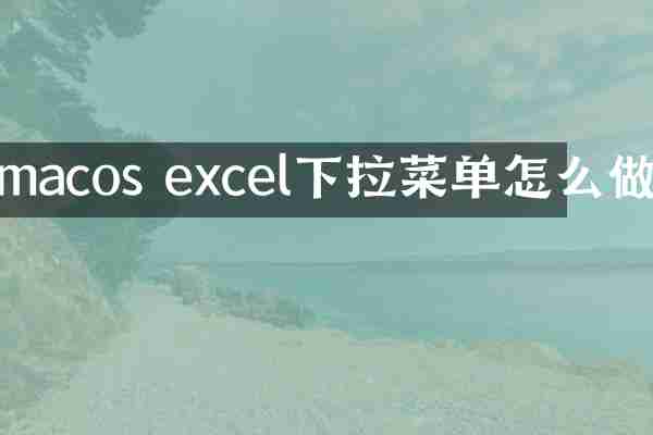 macos excel下拉菜单怎么做