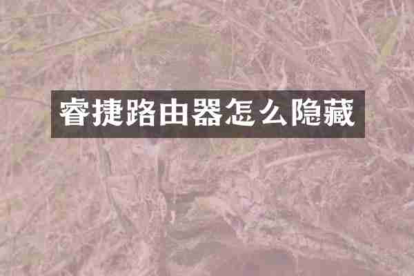 睿捷路由器怎么隐藏