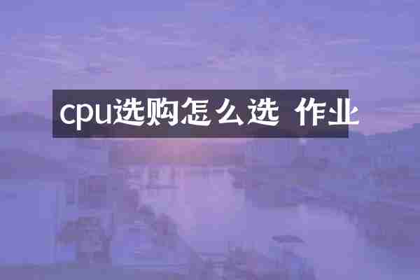 cpu选购怎么选 作业