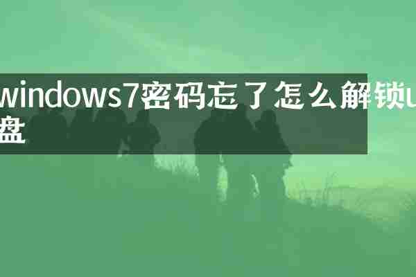 windows7密码忘了怎么解锁u盘