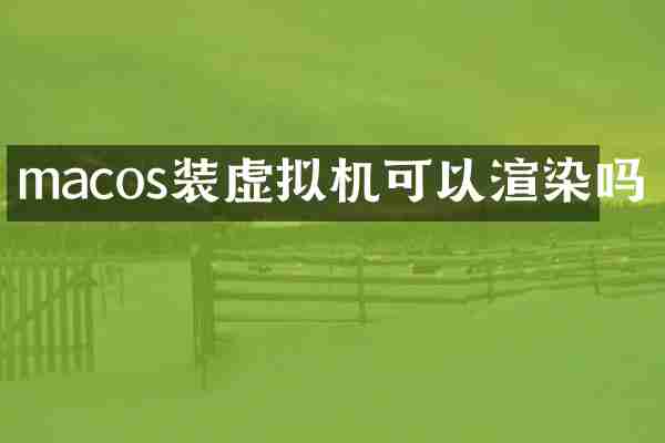 macos装虚拟机可以渲染吗