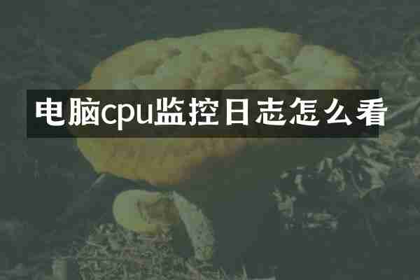 电脑cpu监控日志怎么看