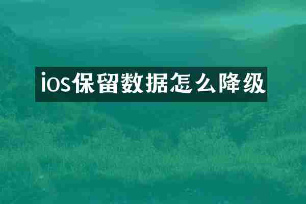 ios保留数据怎么降级