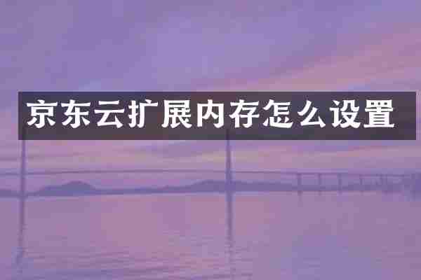 京东云扩展内存怎么设置