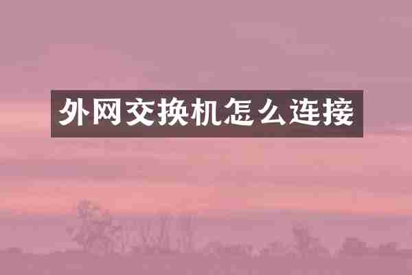 外网交换机怎么连接