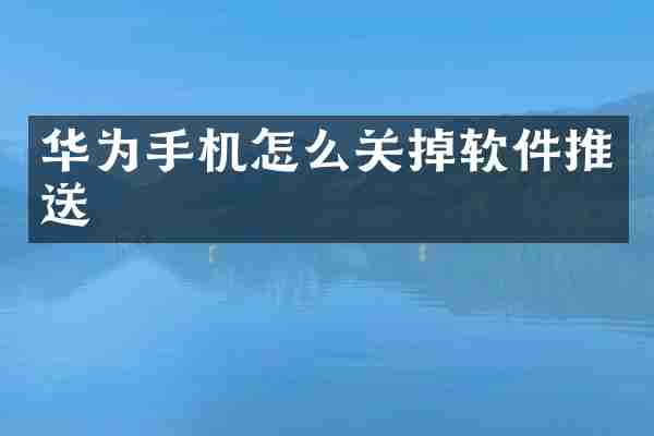 华为手机怎么关掉软件推送