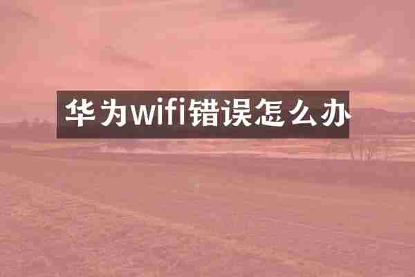 华为wifi错误怎么办