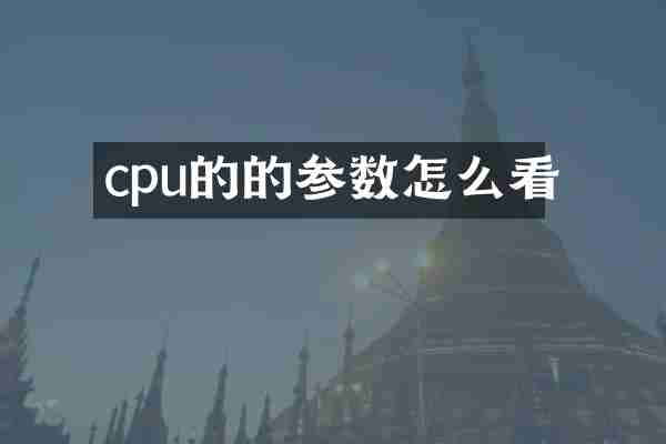 cpu的的参数怎么看