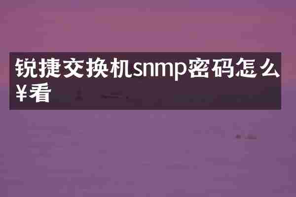 锐捷交换机snmp密码怎么查看
