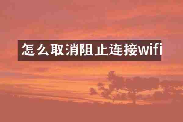 怎么取消阻止连接wifi
