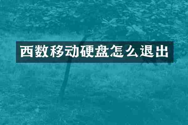 西数移动硬盘怎么退出