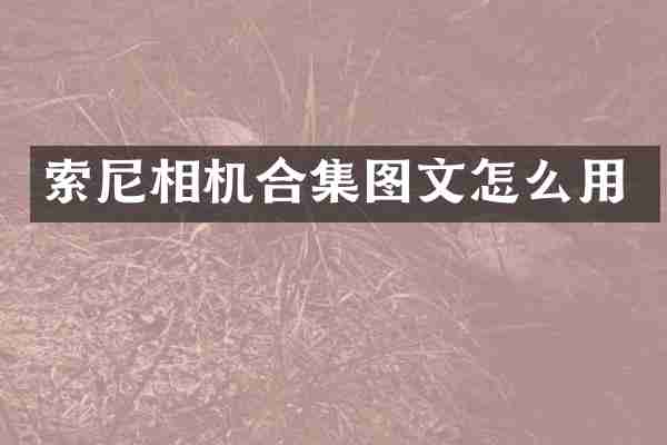 索尼相机合集图文怎么用