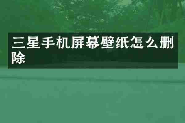 三星手机屏幕壁纸怎么删除