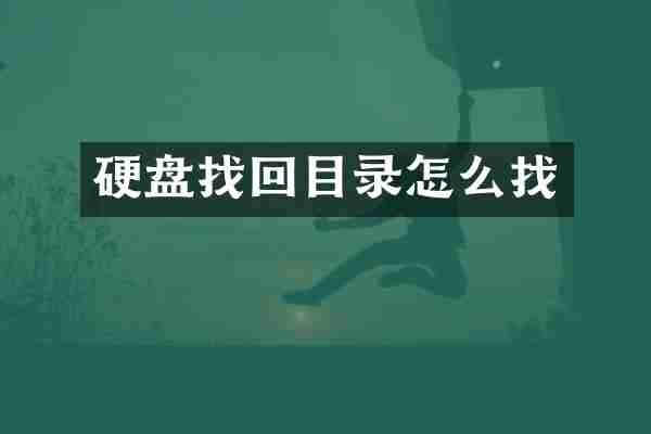 硬盘找回目录怎么找