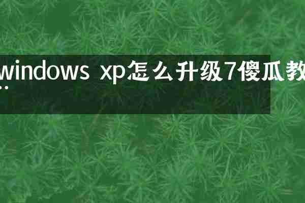 windows xp怎么升级7傻瓜教程