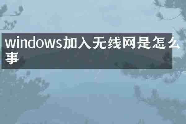 windows加入无线网是怎么回事