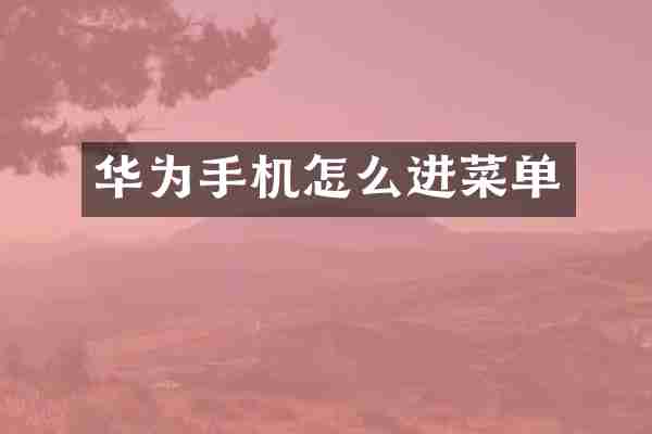 华为手机怎么进菜单