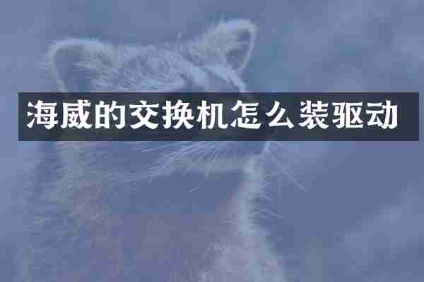 海威的交换机怎么装驱动