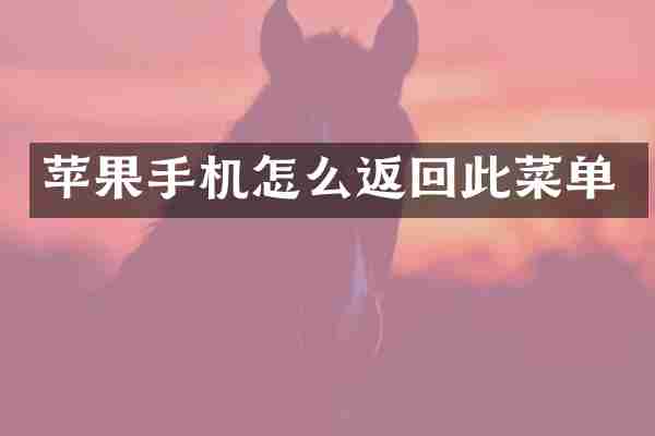 苹果手机怎么返回此菜单