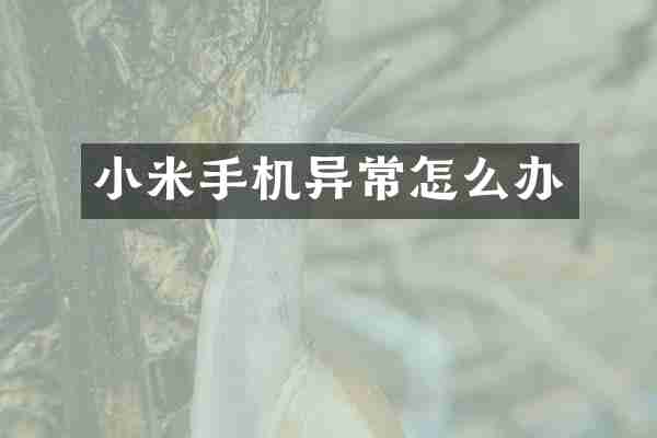 小米手机异常怎么办