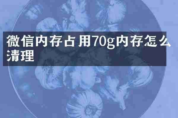 微信内存占用70g内存怎么清理