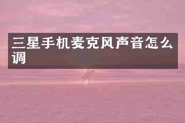 三星手机麦克风声音怎么调