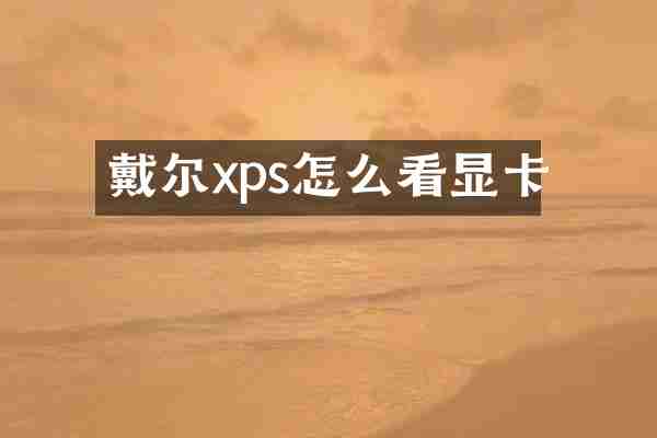戴尔xps怎么看显卡