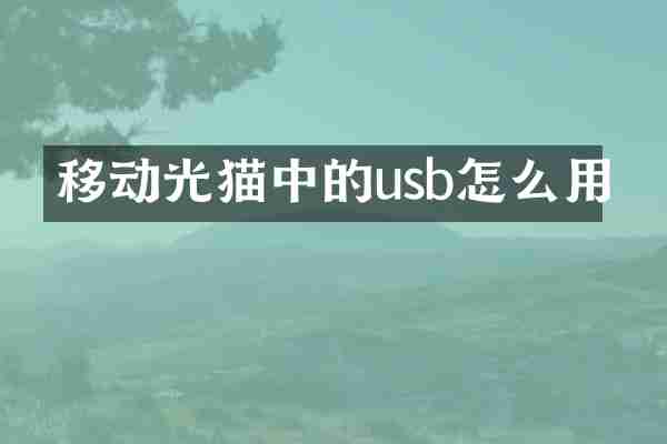 移动光猫中的usb怎么用